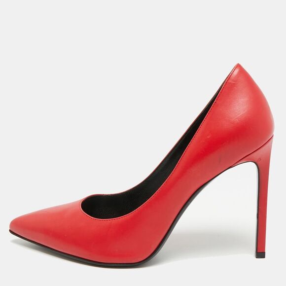 Saint Laurent Shoes - Saint Laurent Size 37.5 Red Leather Pointed Teo Pumps